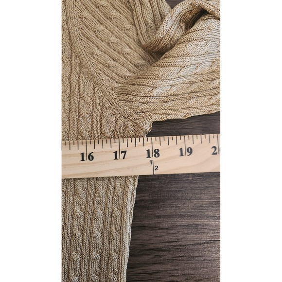 Lauren Ralph Lauren Womens Cable Knit Turtleneck Sweater Gold Size Large Holiday - Picture 5 of 6